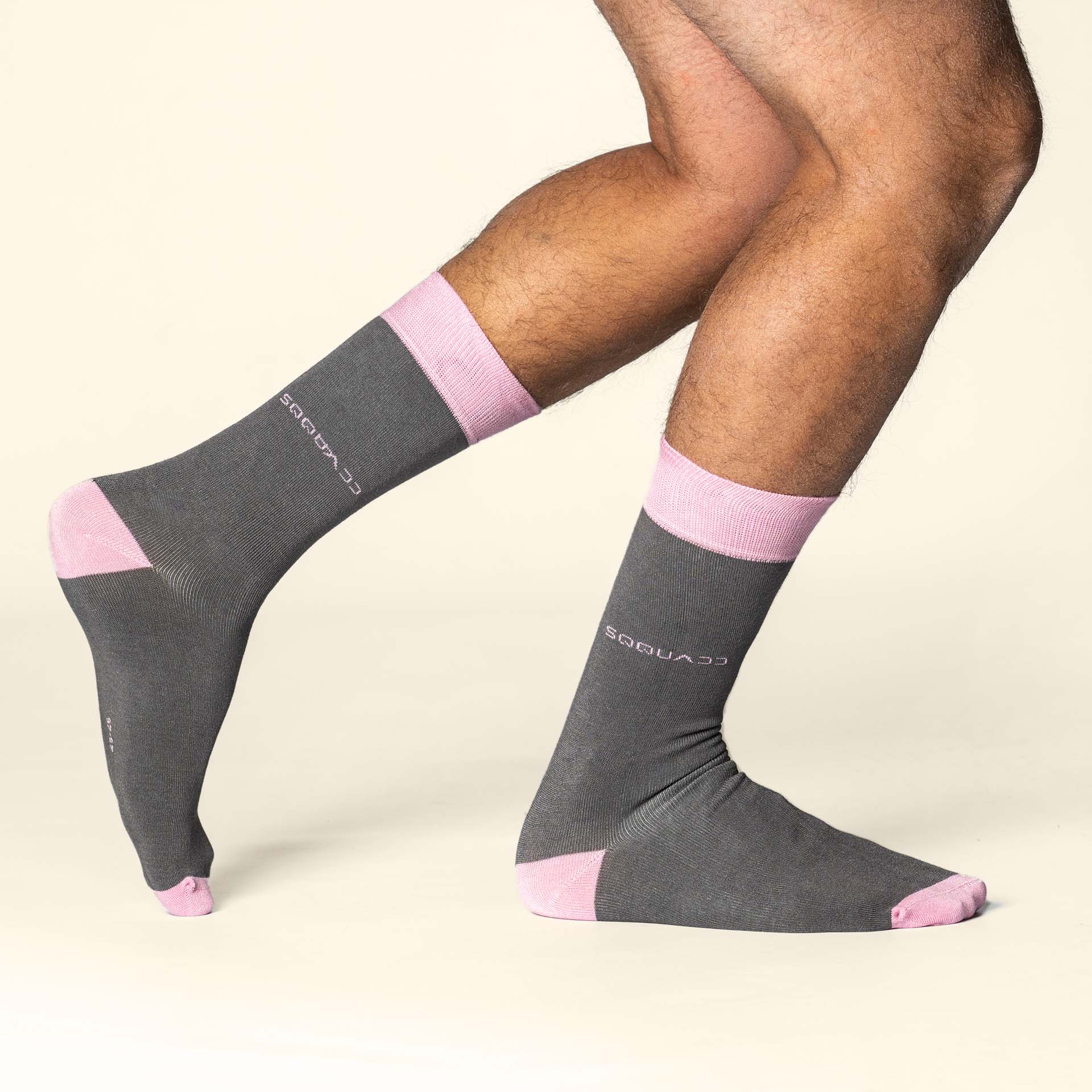 Bamboe sokken Basic grijs – roze – Heren 3-Pack - Afbeelding 2