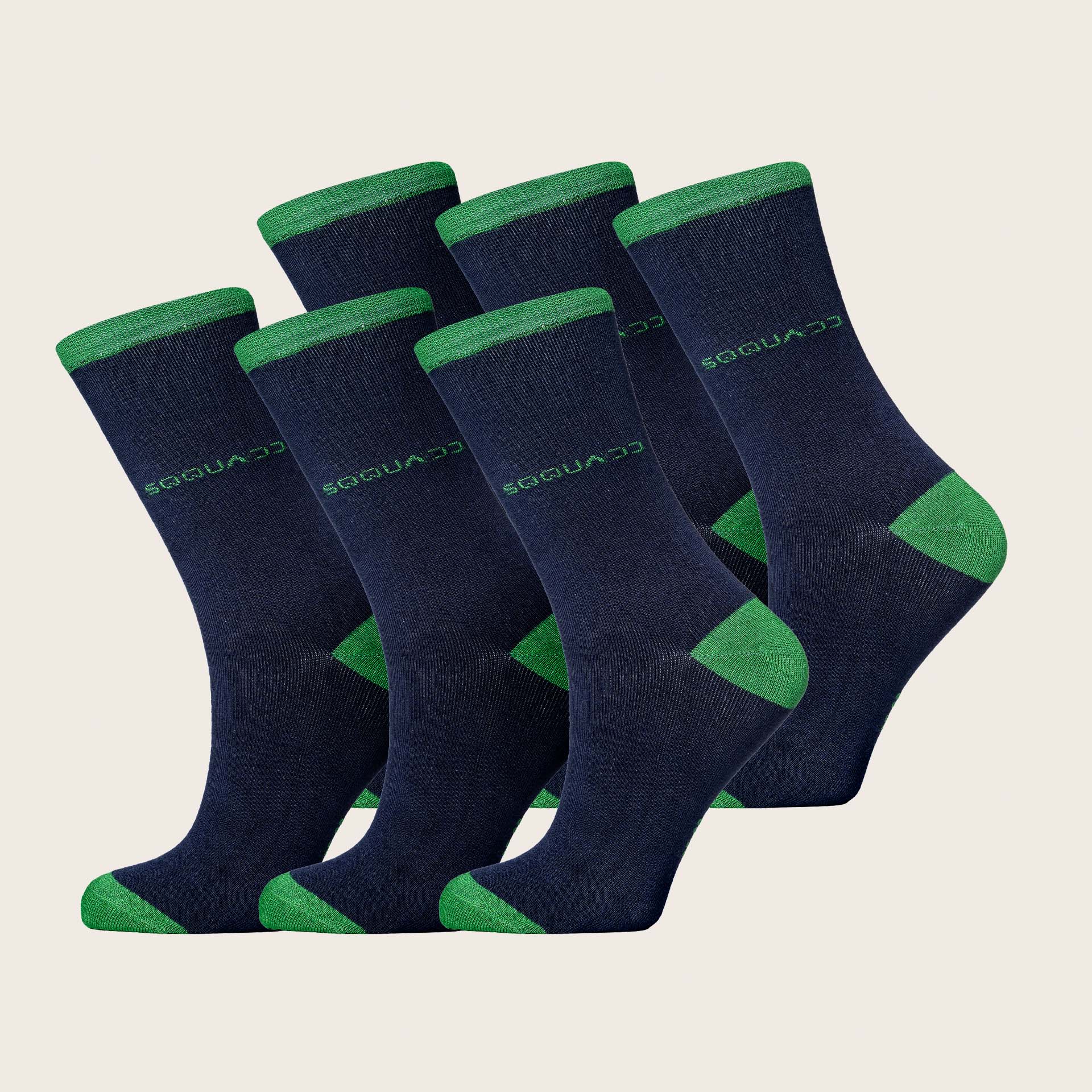 Bamboe sokken Basic blauw – groen – Dames 6-Pack