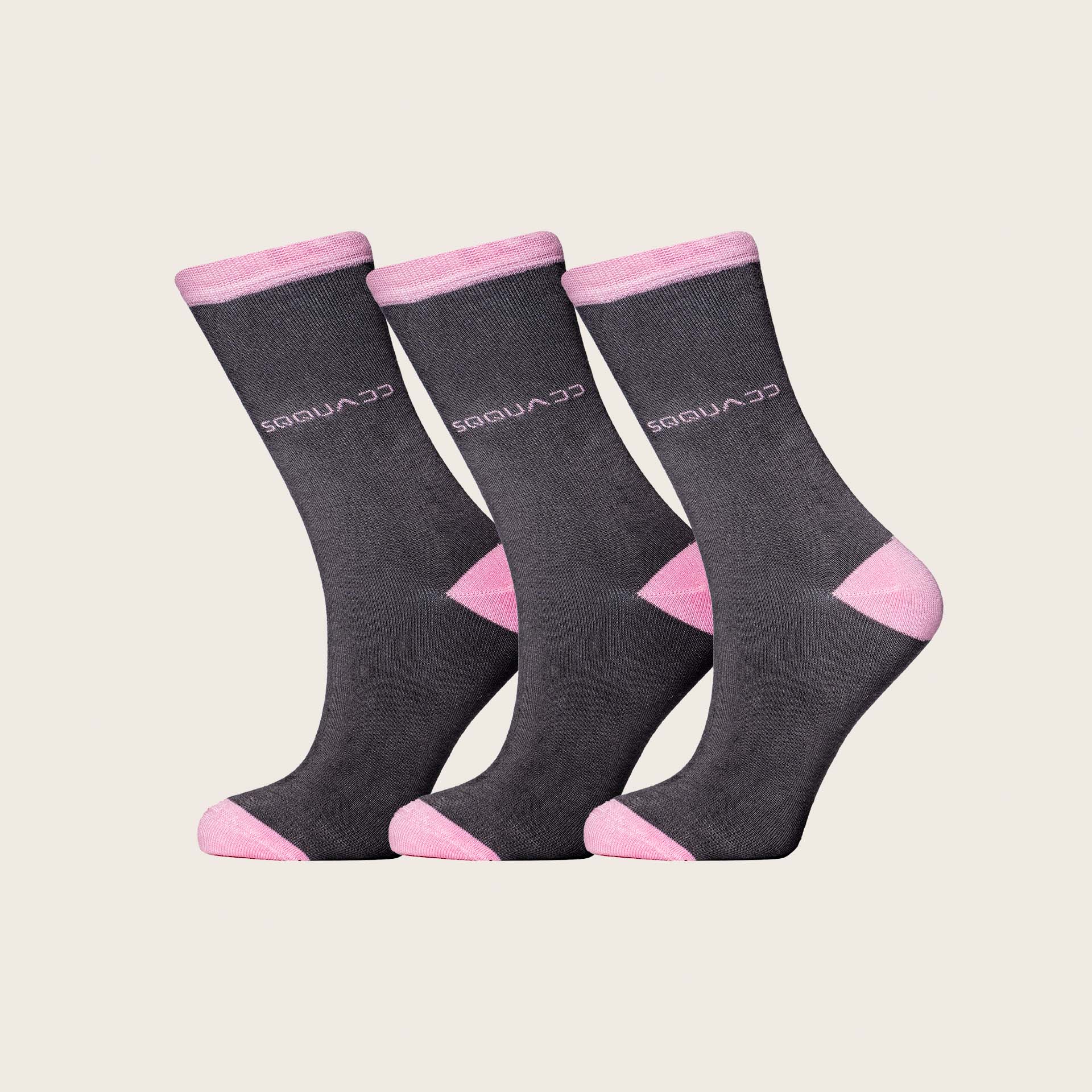 Bamboe sokken Basic grijs – roze – Dames 3-Pack