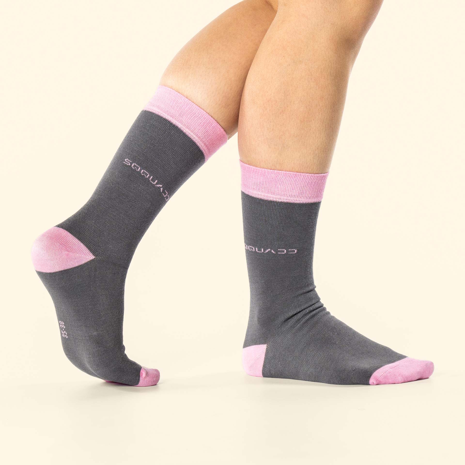 Bamboe sokken Basic grijs – roze – Dames 3-Pack - Afbeelding 2