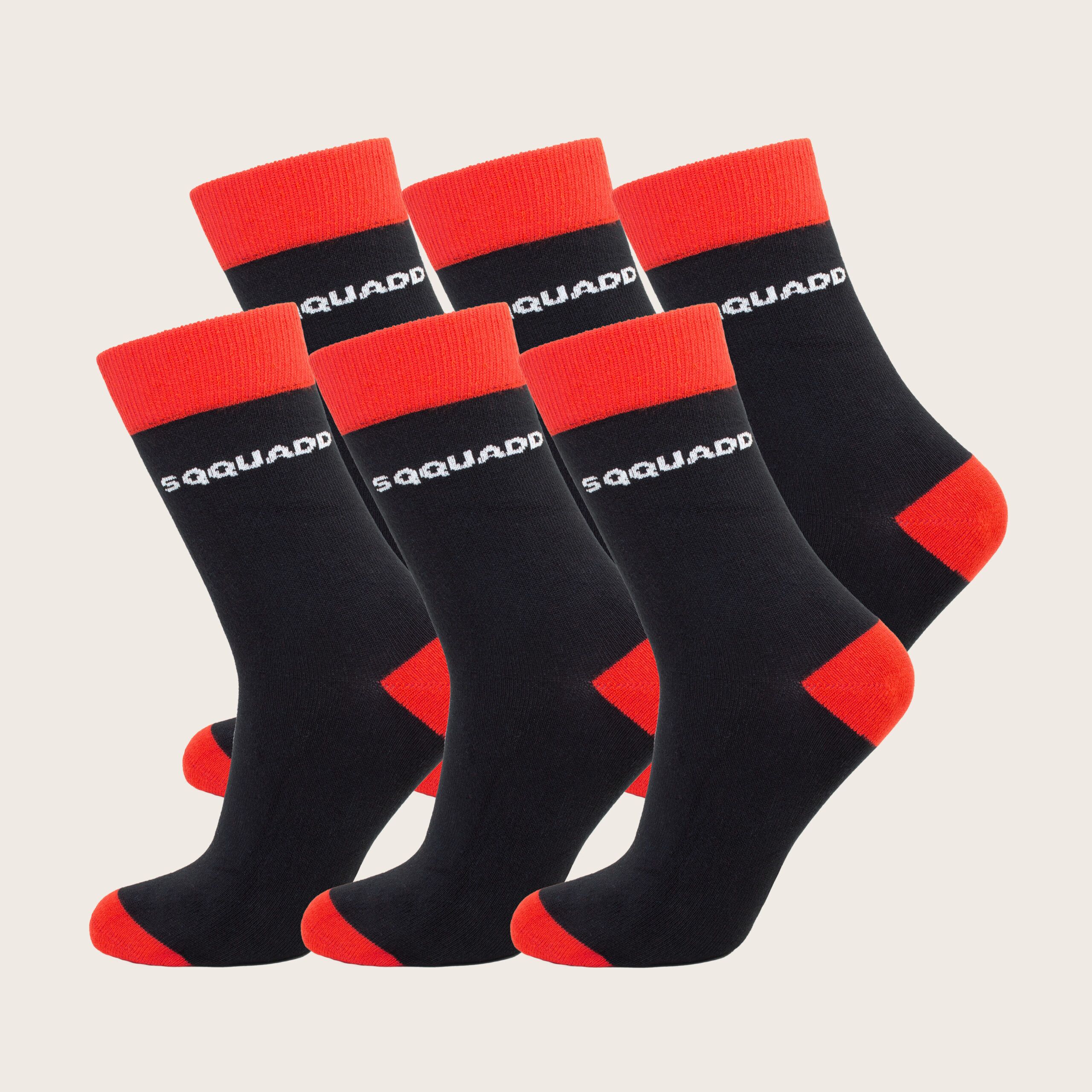 Bamboe sokken Basic zwart – rood – Heren 6-Pack