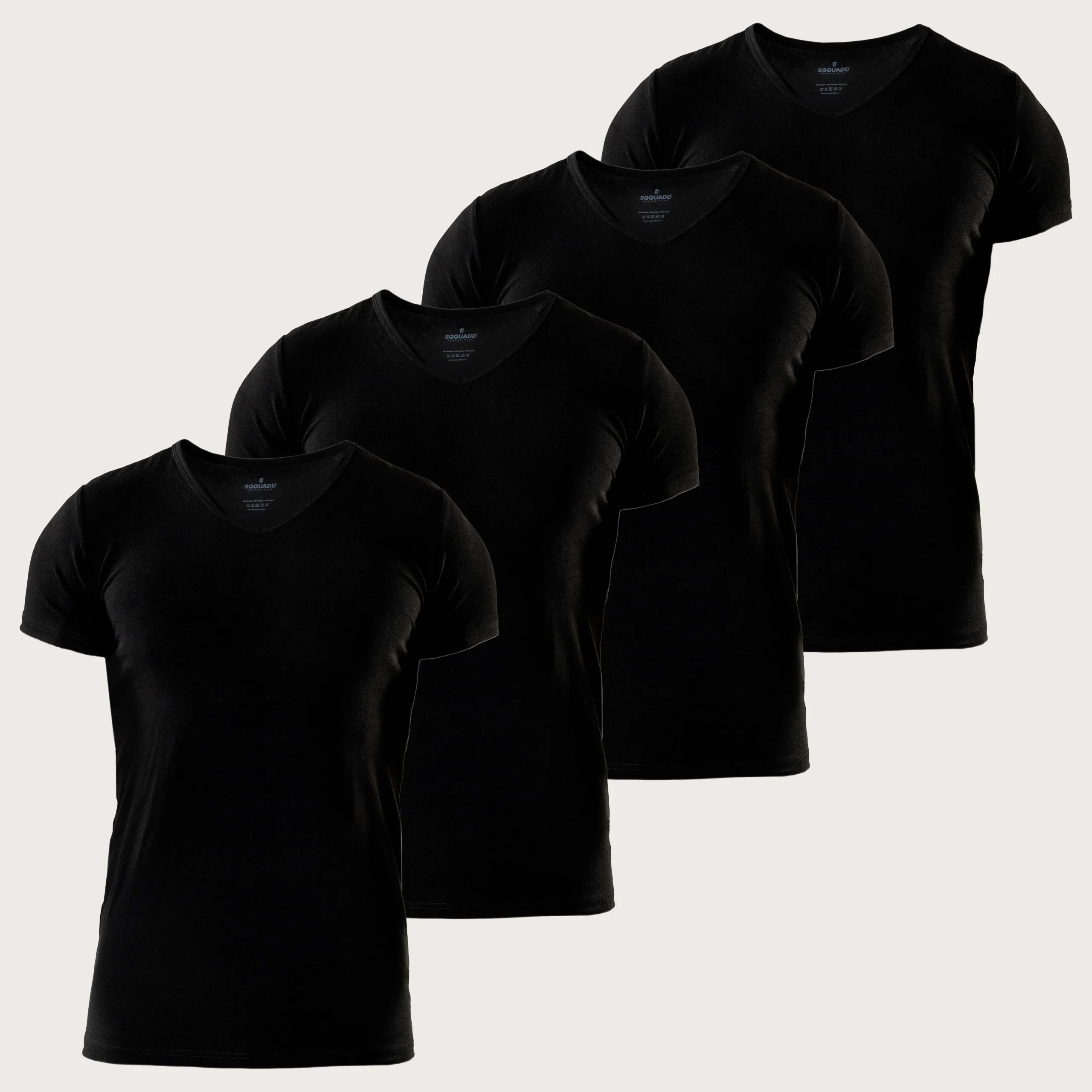 Bamboe T-shirt Heren Slim fit V-hals – Zwart 4-pack - Afbeelding 5