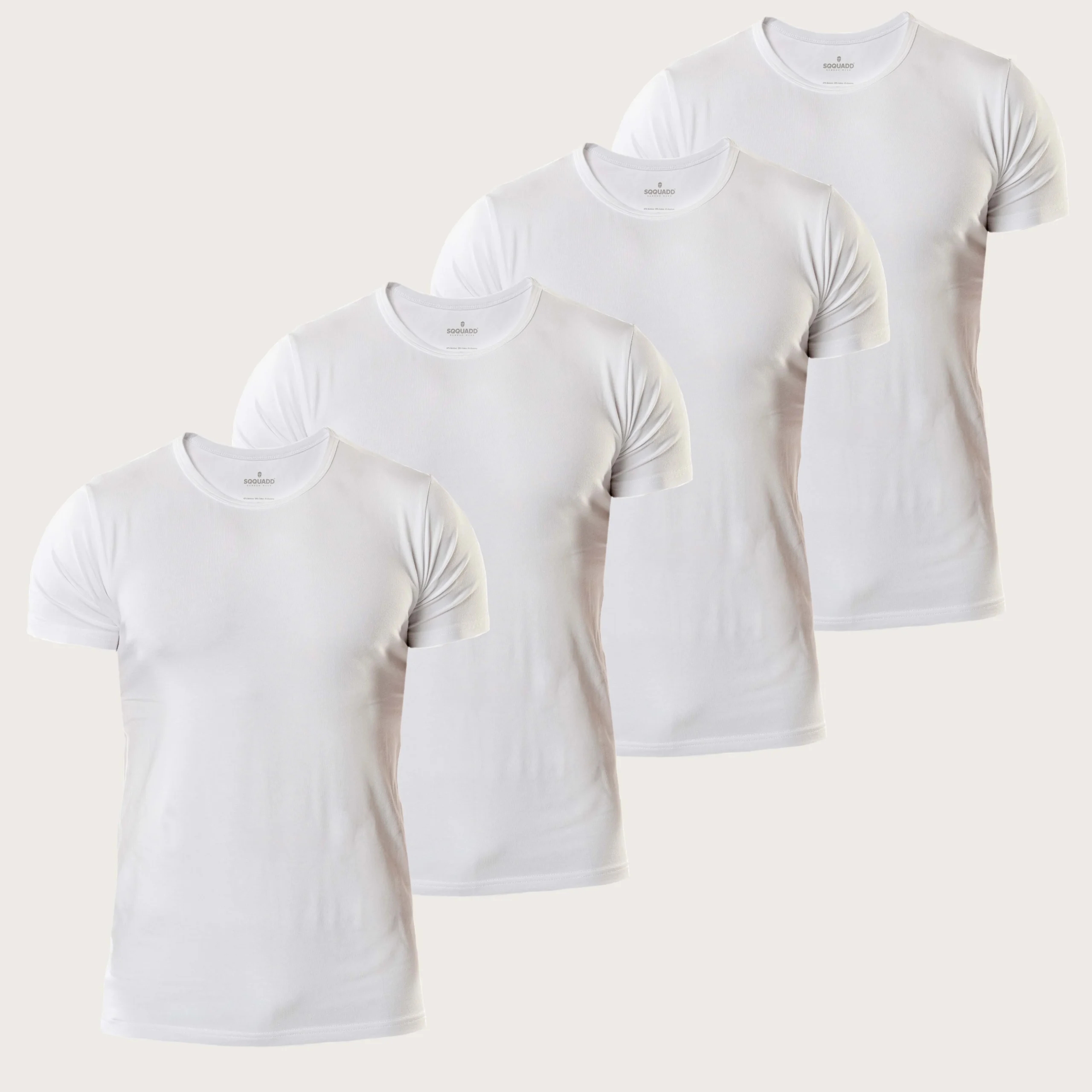 Bamboe T-shirt Heren Slim fit Ronde hals – Wit 4-pack - Afbeelding 2