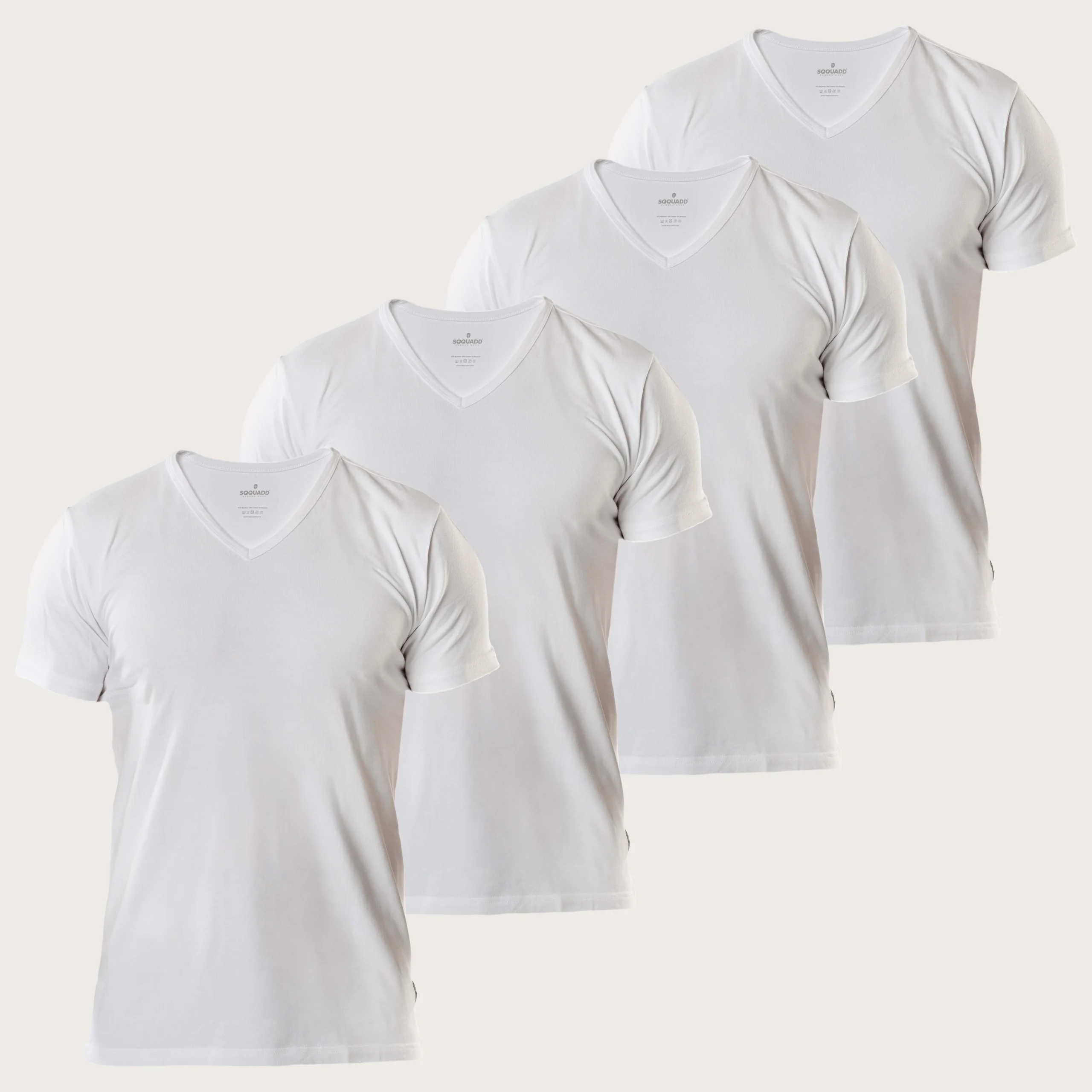 Bamboe T-shirt Heren Regular fit V-hals – Wit 4-pack - Afbeelding 2