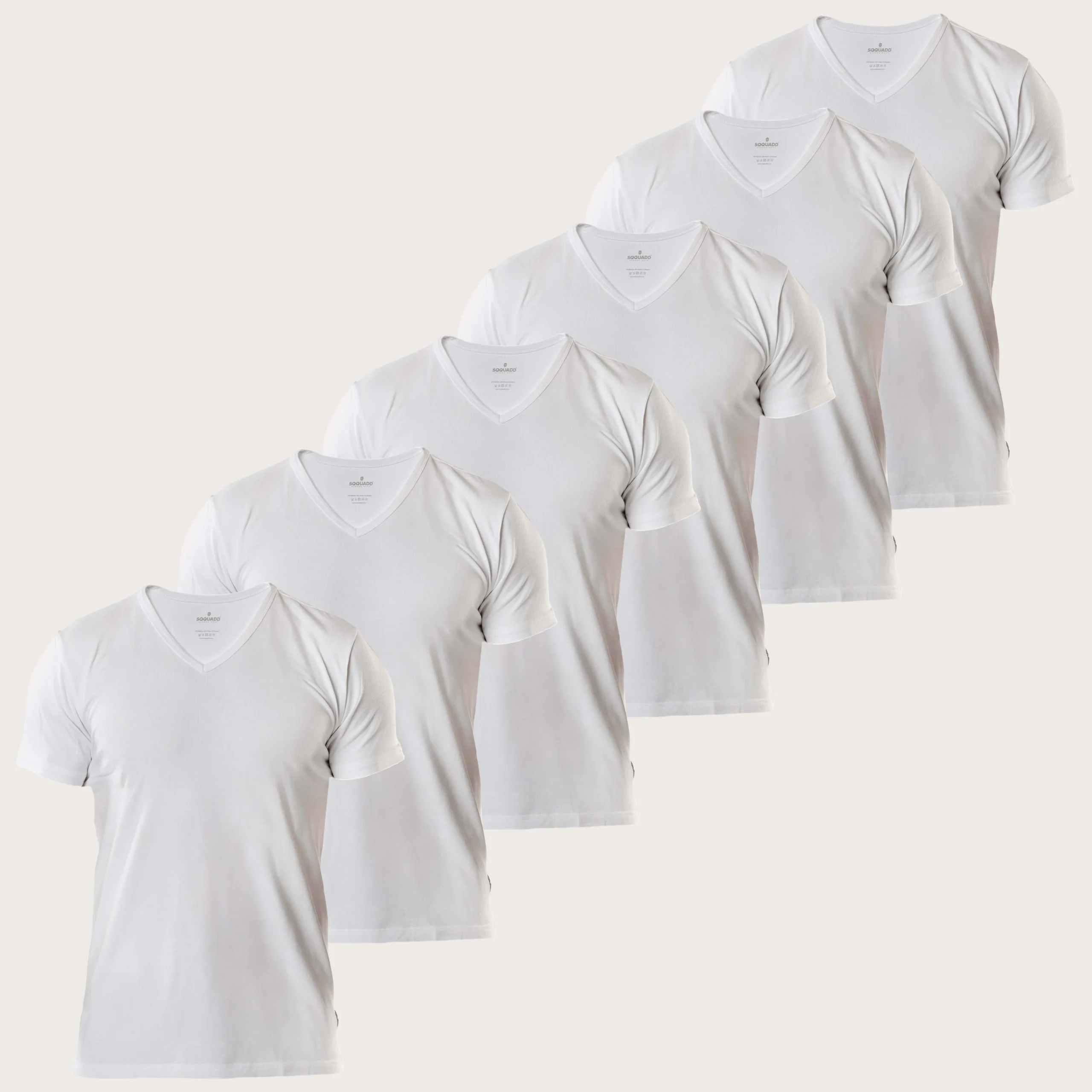 Bamboe T-shirt Heren Regular fit V-hals – Wit 6-pack - Afbeelding 2