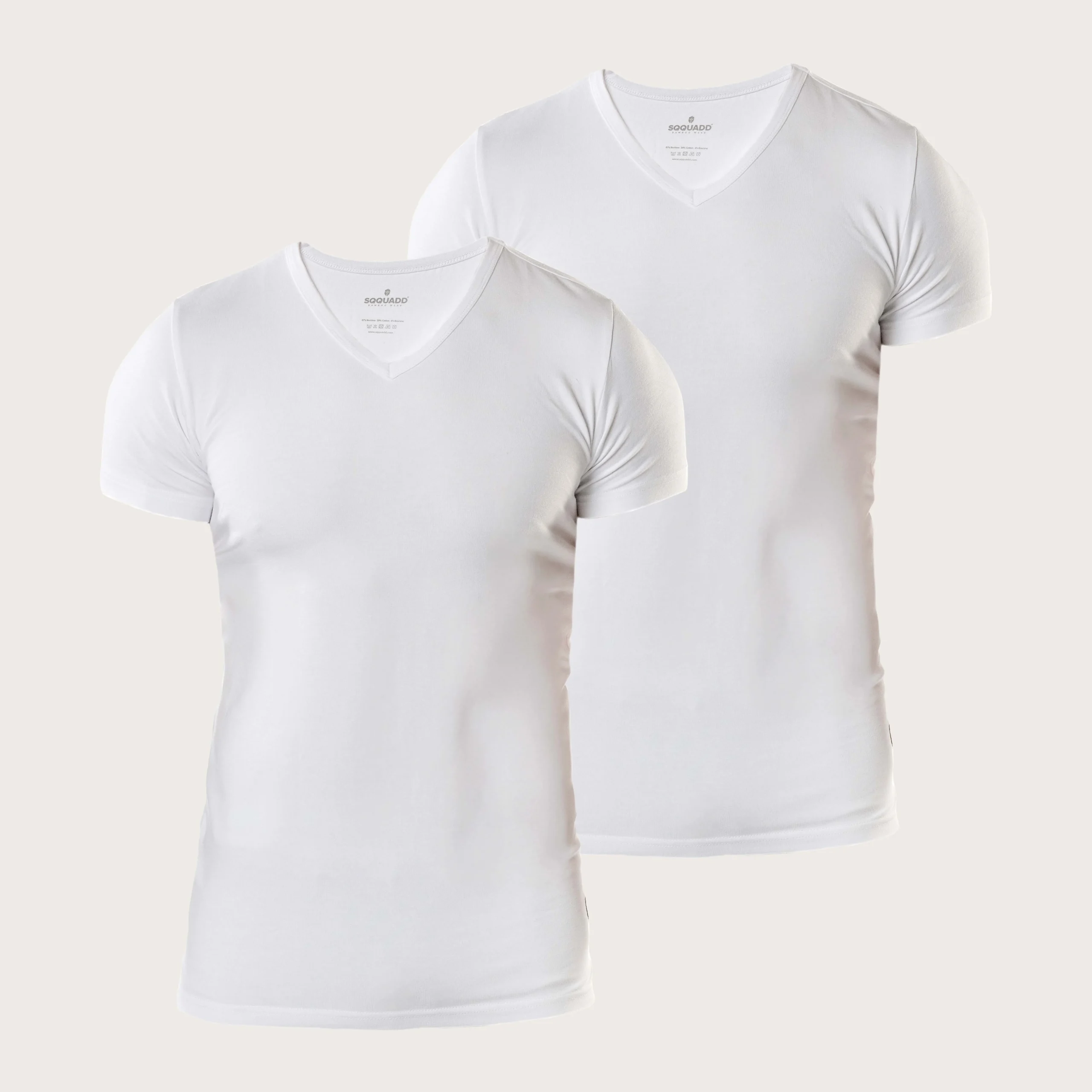 Bamboe T-shirt Heren Slim fit V-hals – Wit 2-pack - Afbeelding 2